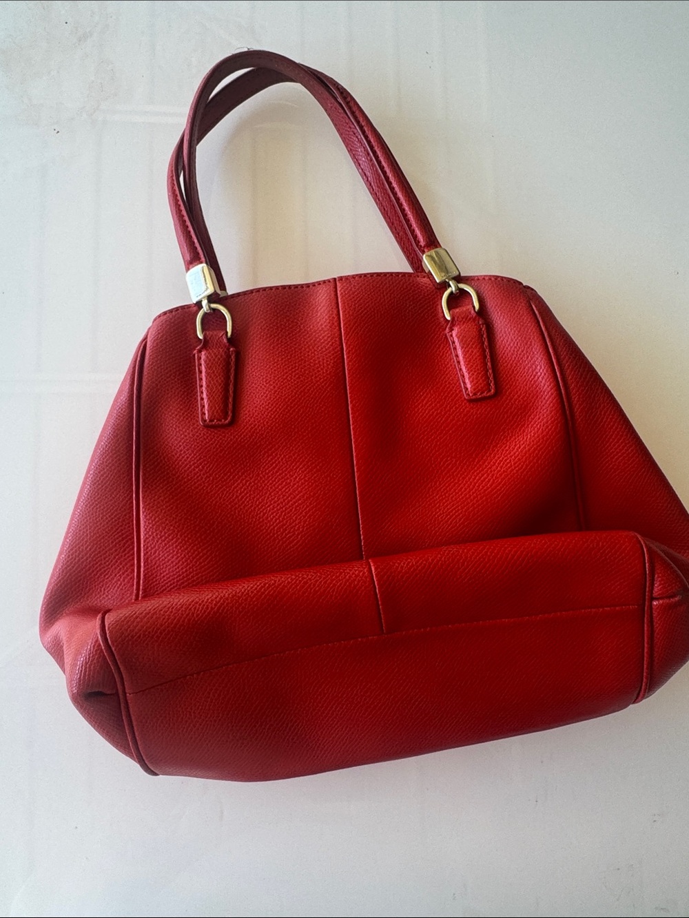 Coach Red Leather Tote with Gold Hardware - Picture 7 of 12